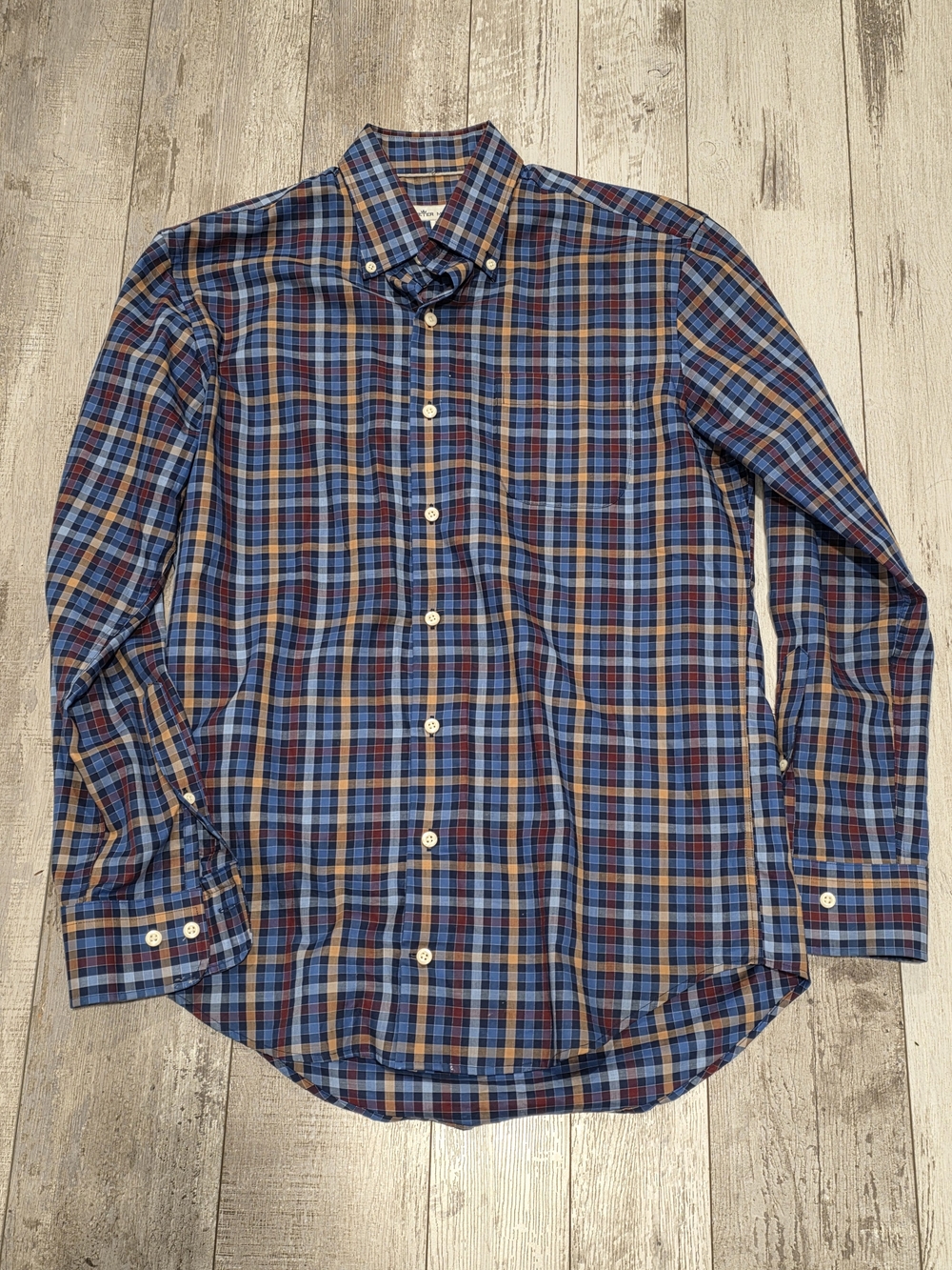 (M) Men's Peter Millar Casual Dress Shirt Multi-color Plaid All Cotton Medium